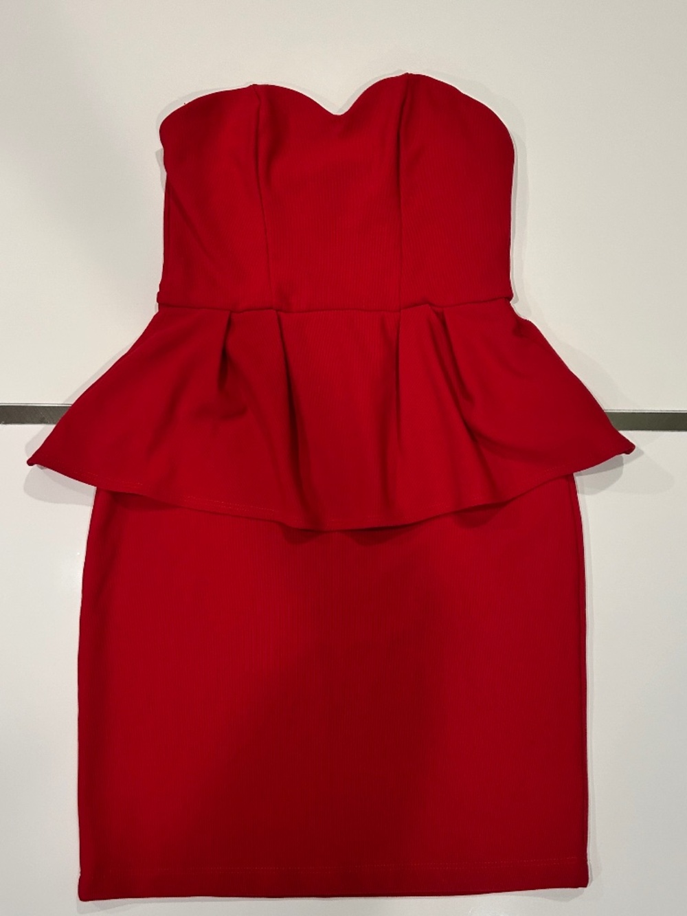 Red Fitted Strapless Dress